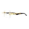 thumbnail image 4 of Cougar OG Gangster Rapper Clear Lens Rimless Wood Buffs Eyeglasses Yellow Gold, 4 of 4