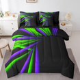 thumbnail image 1 of Erosebridal Neon Abstract Ombre Bedding Sets King Size, Retro Geometry Striped Comforter Sets with Sheets, Green Purple, Reversible, 1 of 5