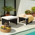 thumbnail image 3 of Gymax Set of 2 Rattan Ottoman Footrest Footstool Patio Furniture w/ White Cushion, 3 of 10