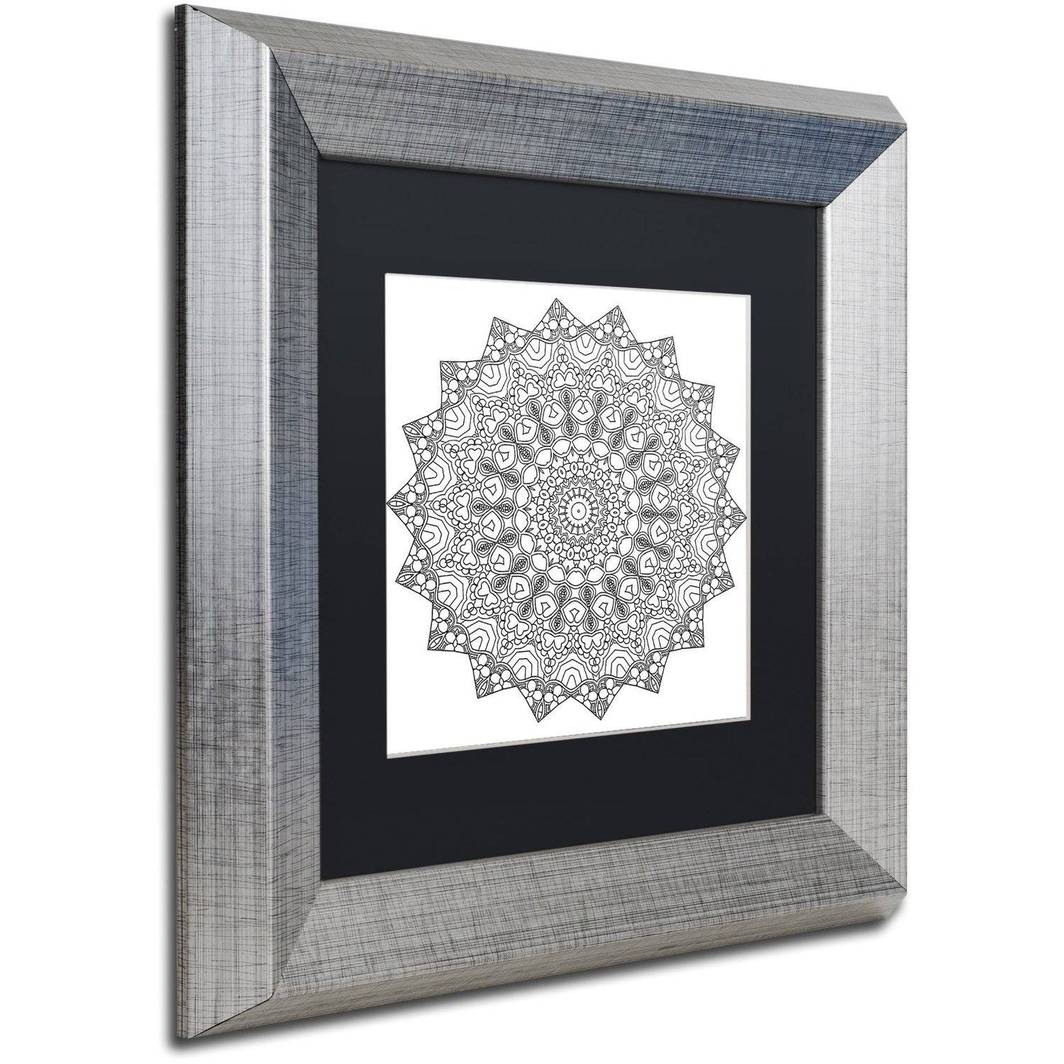 Trademark Fine Art "Stars Mandala" Canvas Art by Kathy G. Ahrens, Black Matte, Silver Frame