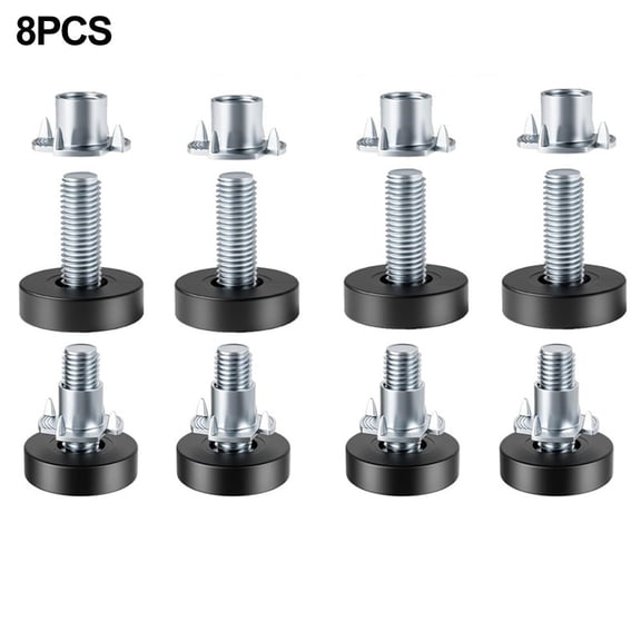 Screw In Adjustable Levelers Feet For Furniture Threaded Legs (8 Pack)