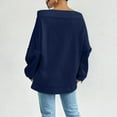 thumbnail image 4 of Qulqfy Blue Long Sleeve Tops for Women Going Out Off Shoulder Sweatshirts Drawstring Officewear Dressy Casual Shirts for Women, 4 of 7