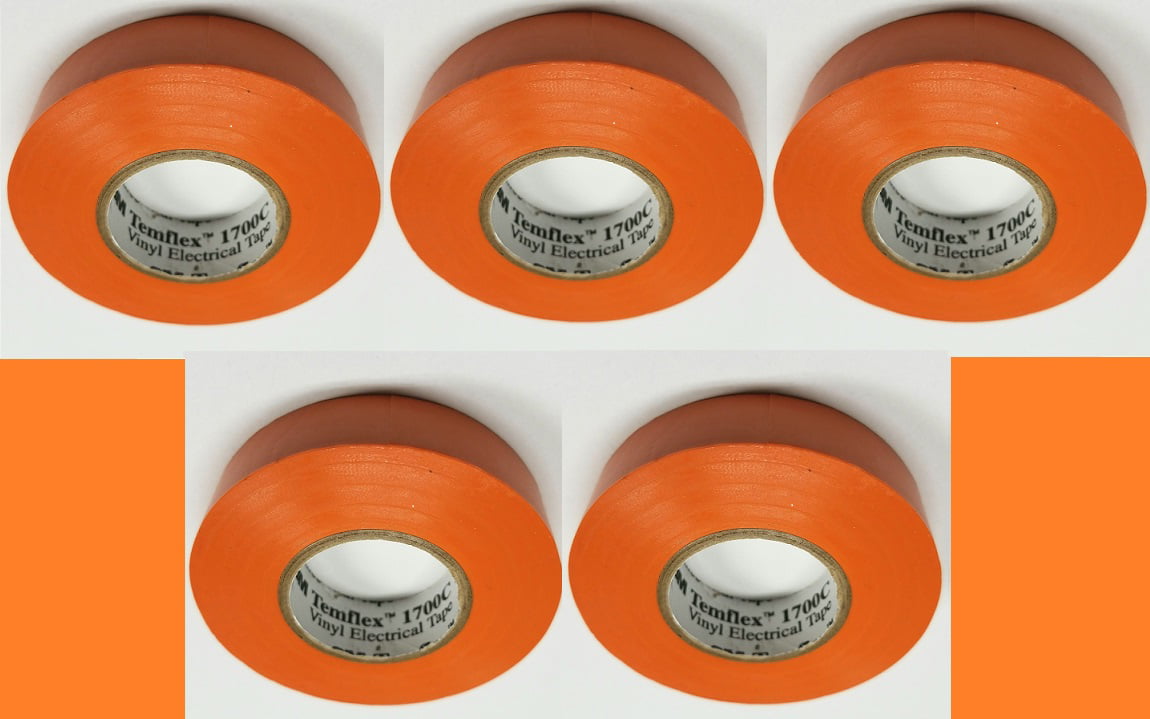 3M 1700C-ORANGE-3/4X66FT Temflex Vinyl Electrical Tape Orange 3/4"x66' 10 Pack 