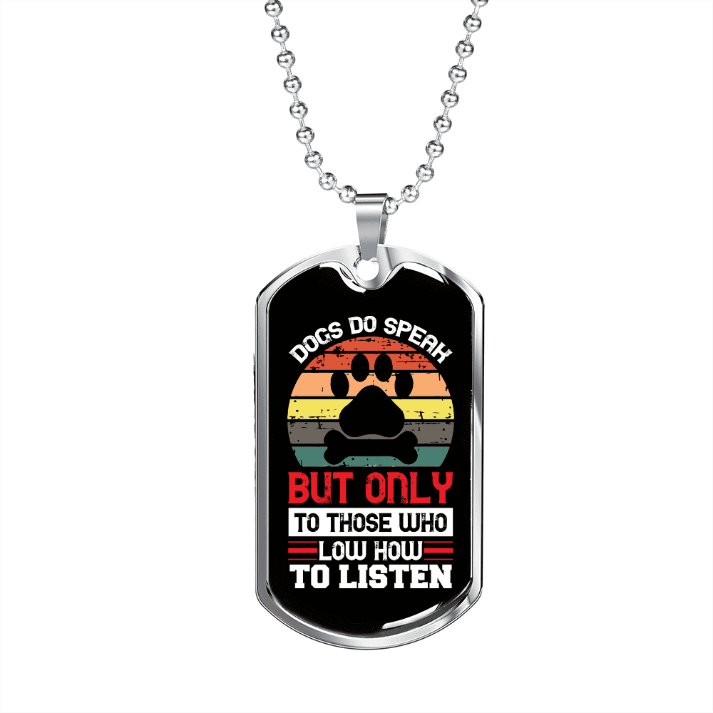 Dogs Speak Paw Necklace Stainless Steel or 18k Gold Dog Tag 24 Chain