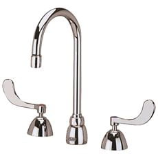 Widespread Bath Spout Zurn Aquaspec Lead-Free Widespread Sink Faucet, 5.375-Inch Gooseneck Spout, Wristblade Handles, Flow Control, Chrome ()