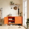 thumbnail image 2 of AUHUP Accent Cabinet with 2 Doors and Shelves, Orange Low Metal Locker Console Table TV Stand, Low Sideboard Buffet for Living Room, Entryway, Home Office, 2 of 8
