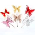 thumbnail image 2 of Xiao Hua 12 mariposas artificiales para decoración de balcón, maceta para boda, hogar, Navidad, San Valentín, jardín de hadas, suministros para jardín de hadas, color rojo y dorado., 2 of 4