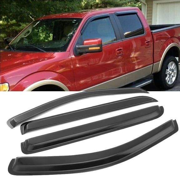 For 04-08 Ford F-150 Super Crew Cab Acrylic Window Visors Rain Guards Deflectors