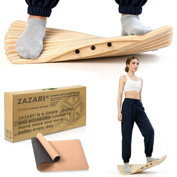 Wooden Standing Office Balance Board, Ergonomic Active Trainer for Posture Correction, Core Strength & Fatigue Relief, Ideal for Desk Work, Home Fitness & Action Sports Training