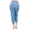 thumbnail image 2 of Fashion2Love Women's Juniors/Plus Size Elastic High Waist Denim Joggers Pants, 2 of 7