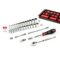 thumbnail image 4 of TEKTON 1/4 Inch Drive Shallow and Deep 6-Point Socket and Ratchet Set with Rails and Tray, 35-Piece (4 - 15 mm) | SKT03201, 4 of 7