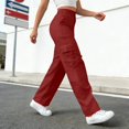 thumbnail image 6 of MAIHAN Womens Wide Leg Pants Cargo Pants for Women High Waisted Baggy Wide Leg Stretchy Y2K Streetwear Black Cargo Pants Women with Pockets(Red,S), 6 of 6