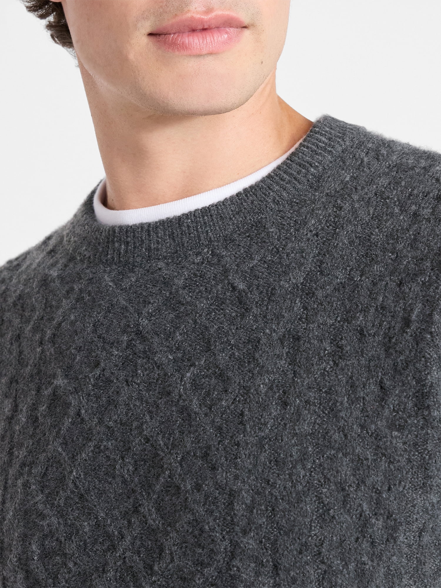 Free Assembly Mixed Cable Knit Pullover Sweater, Sizes XS-3XL