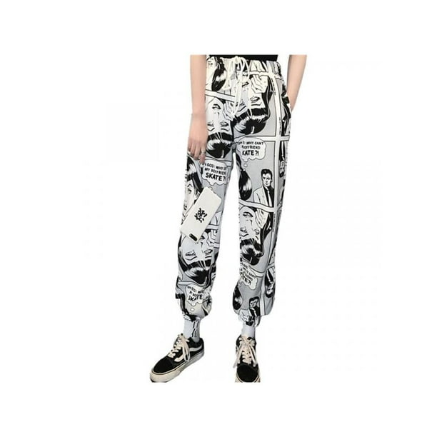 Topumt Women Unique Cartoon Print Drawstring Elastic Waist Long Hip Hop Pants Topumt Women Unique Cartoon Print Drawstring Elastic Waist Long Hip Hop Pants