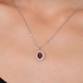 thumbnail image 4 of Gem Stone King 14K White Gold Red Garnet and White Zirconia Pendant Necklace for Women (1.80 Cttw, Gemstone January Birthstone, Oval 8X6MM, with 18 inch Chain), 4 of 6