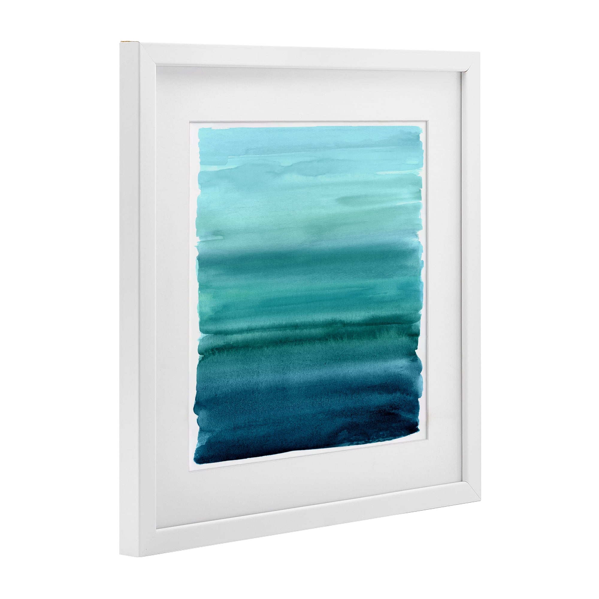 Stupell Industries Aqua Ombre Gradient White Framed Print Under Glass, design by Allie Corbin