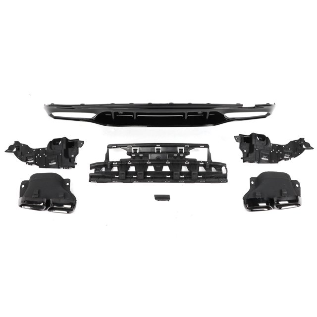 Para difusor de aspecto estilo C63, terminales de escape cuádruples cromadas negras aptas para MercedesBenz Clase C W205 S205 AMGLine 2015-2020