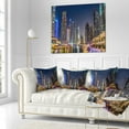 thumbnail image 3 of Designart Dubai Downtown in Summer Night - Cityscape Photo Throw Pillow - 18x18, 3 of 5