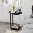 thumbnail image 6 of Small Side Table End Table - C-Shaped Wood Coffee Table TV Tray for Eating Couch Tables for Small Space, Living Room, (Black), 6 of 7