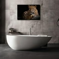 thumbnail image 5 of HFDF Leopard Canvas Prints Black Background Golden Wildlife Animal Leopard Wall Art Cheetah Artwork Pictures for Office Living Room Hallway Paintings Decorations Ready to Hang 14x11inch Framed, 5 of 7