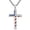 White1, variant on Cross Necklace for Men, Religious Necklace for Men, Dual-Tone Twisted Spiral Crucifix Pendant, White Gold & Gold Plated, Stainless Steel Byzantine Box Chain 22+2 Inch