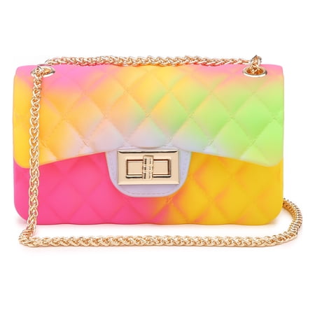 Poppy Women's Soft PVC Quilted Crossbody Handbag, Multi-Color