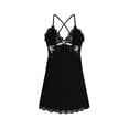 thumbnail image 1 of Lencería de mujer con escote en V, ropa de dormir de satén con encaje, conjunto de ropa de dormir de encaje sexy, 1 of 7