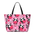 thumbnail image 2 of KLL Panda Heart Valentine Pink Print Large Beach Tote Bag Women Waterproof Sandproof Zipper Beach Tote Bag for Pool Gym Grocery Travel with Wet Pocket, 2 of 7