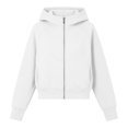 thumbnail image 5 of Hoodies Women Solid Long Sleeve Sweatshirt Casual Zip Up Cropped Pullover Tops Fleece Lined Winter, 5 of 6