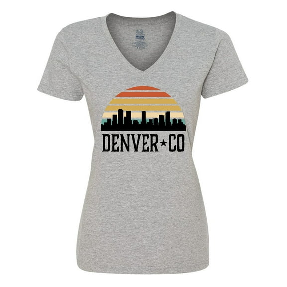 Inktastic Denver Colorado Skyline Vintage Women's V-Neck T-Shirt