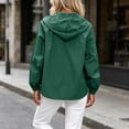 thumbnail image 5 of hlysgo Women's Hooded Zip Up Short Jacket Long Sleeve Elastic Cuff Casual Coat Lightweight Outerwear Fall Vacation with Pocket Army Green,M, 5 of 5