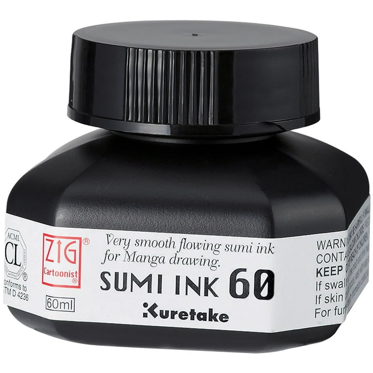Kuretake Zig Cartoonist Ink, 60ml, Sumi Black Ink - Main Image