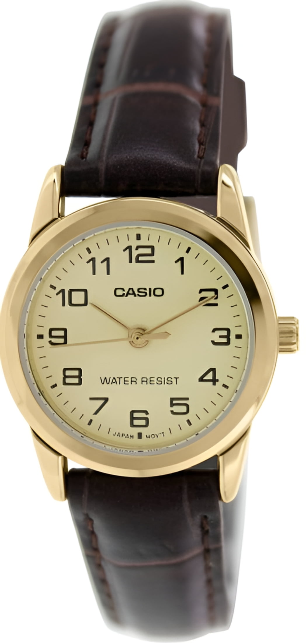 Casio Brown Leather Ladies Watch Analog Gold Face LTP-V001GL-9B