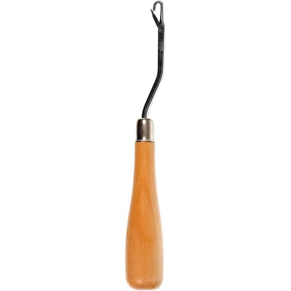 Bent Latch Hook Tool – Latched Rugs and Gridded Projects – Comfortable Grip – Natural Wood Handle