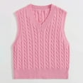 thumbnail image 5 of Ediodpoh Women Loose Knitted Cable Vest Pullover V Neck Vest Large Size Sweater Vest for Women Knit Pink L, 5 of 5