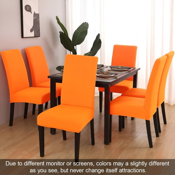 Arlajo Dining Chair Slipcover,High Stretch Removable Washable Chair Seat Protector Cover Set of 6,Chair Covers for Halloween Dining Room,Kitchen,Home Party,Wedding Ceremony (Orange,6Pc)