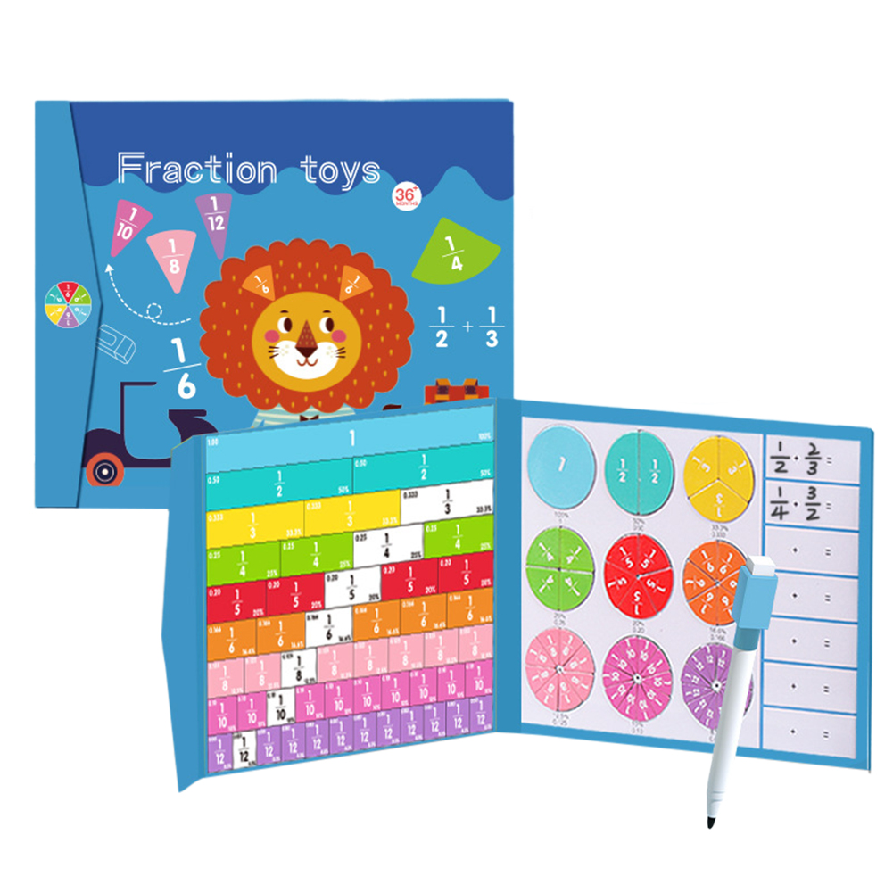 Foldable fraction learning book and accessories
