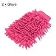thumbnail image 3 of Uxcell Double-Sided Microfiber Soft Chenille Dusting Wash Mitten, Pink 2 Pack, 3 of 5