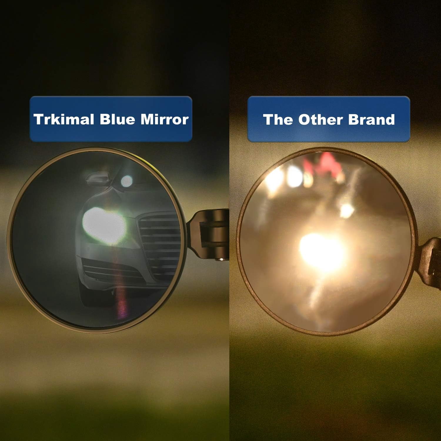 Trkimal Universal Motorcycle Mirrors Handle Bar Rear View Blue Mirrors - 3 Inch Round Folding Bar End Side Mirror Anti-Glare Compatible with Street Bikes Sports Scooter Chopper Cruiser