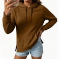 thumbnail image 6 of Hilenly Hoodies for Women Split Hem Drawstring Comfort Travel Hoodie Tunic Sweatshirts with Pocket, 6 of 9
