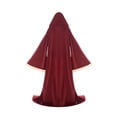 thumbnail image 4 of ZGRBOU Medieval Wizard Hooded Robe Faux Suede Long Sleeves Cloak Halloween Vampire Witch Cloak Fancy Cosplay Costume, 4 of 4