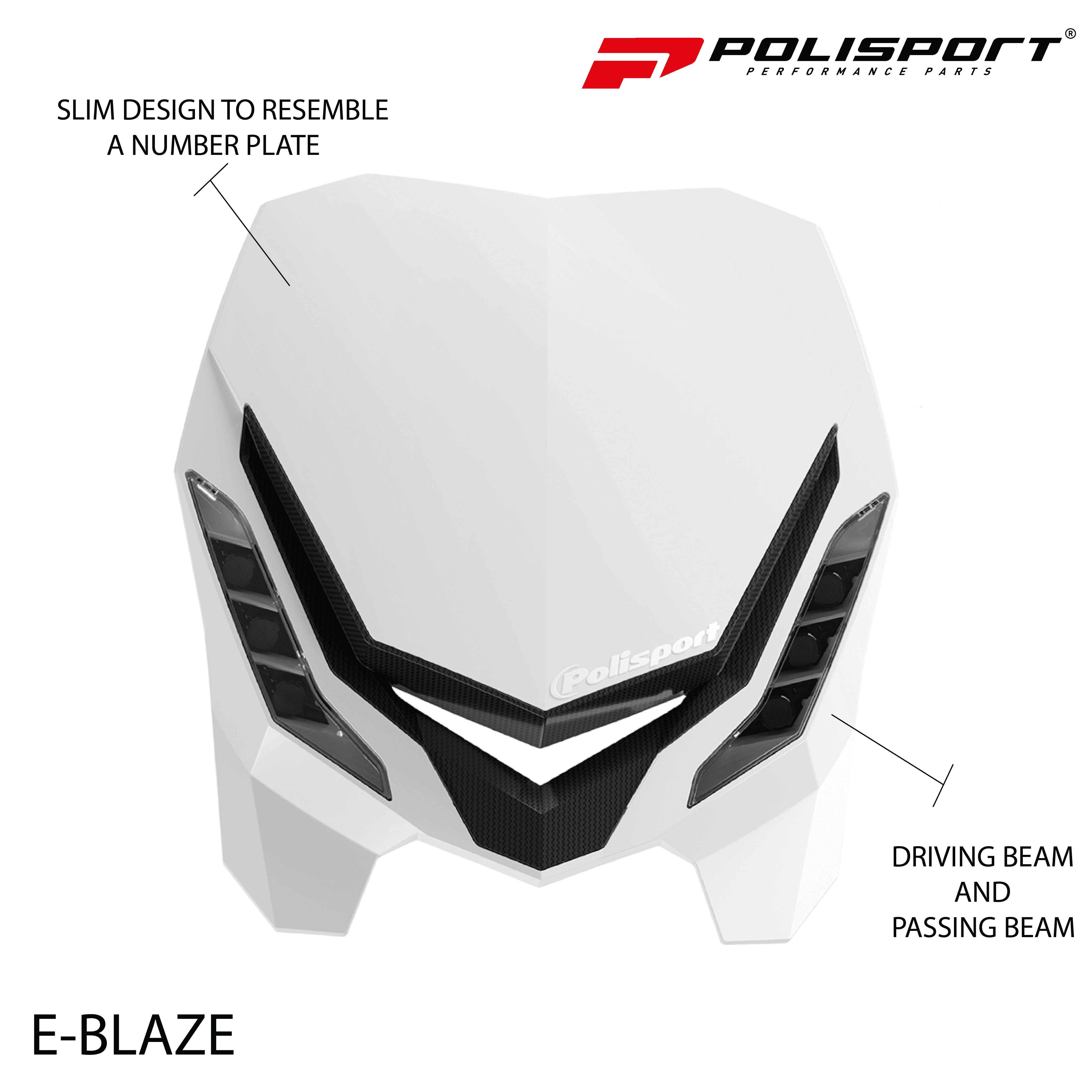 Polisport 8670800001 E-Blaze Headlight - White/Black