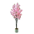 thumbnail image 1 of 5-foot artificial cherry blossom tree con a blanca pot-realistic fake sakura tree para indoor outdoor home garden oficina y wedding decor (double), 1 of 7