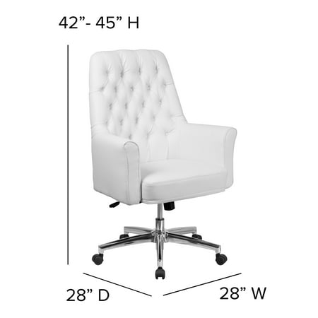 Flash Furniture - Hansel Traditional Mid-Back Traditional Tufted LeatherSoft Executive Swivel Office Chair - White