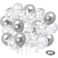 thumbnail image 1 of Glamorous Metallic Silver Balloons, Helium Balloons with Silver Ribbon for Party Decorations, Confetti Stick to Silver Confetti Balloons for Memorable Events, 1 of 8
