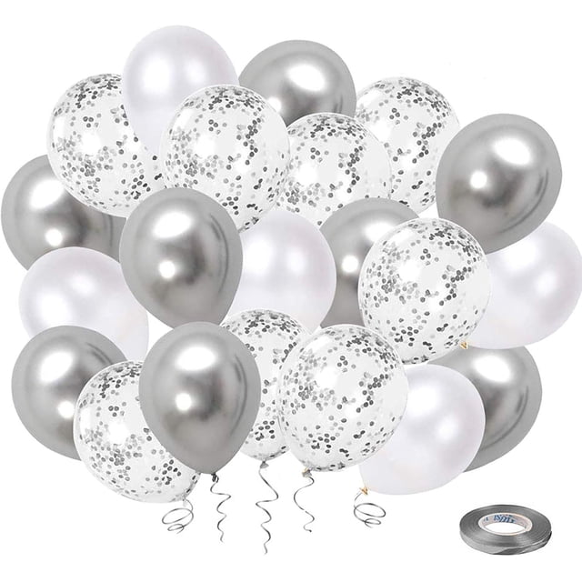 Material de látex duradero, globos plateados metalizados para decoraciones de fiesta atemporales, cinta plateada para un toque exquisito
