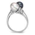 thumbnail image 2 of Sterling Silver Rh 7-8mm Black/Grey Rice Fwc Pearl Cz Ring (Size 8) Made In China qr6549-8, 2 of 4
