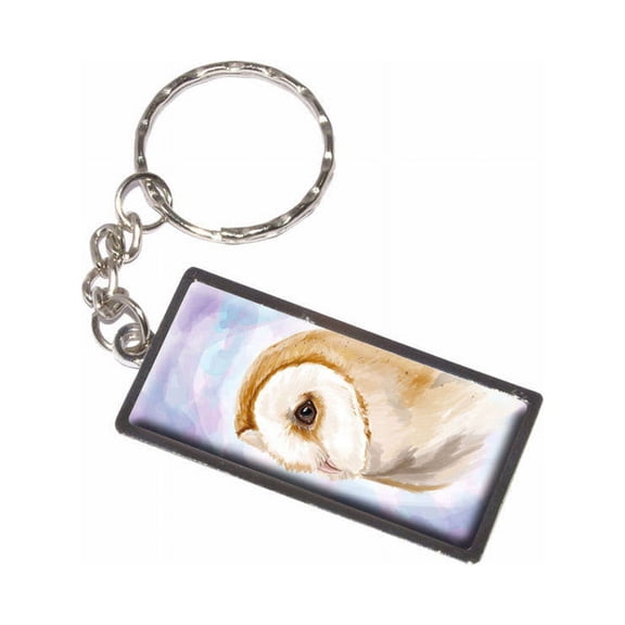 Barn Owl Purple Watercolor Bird Keychain Key Chain Ring