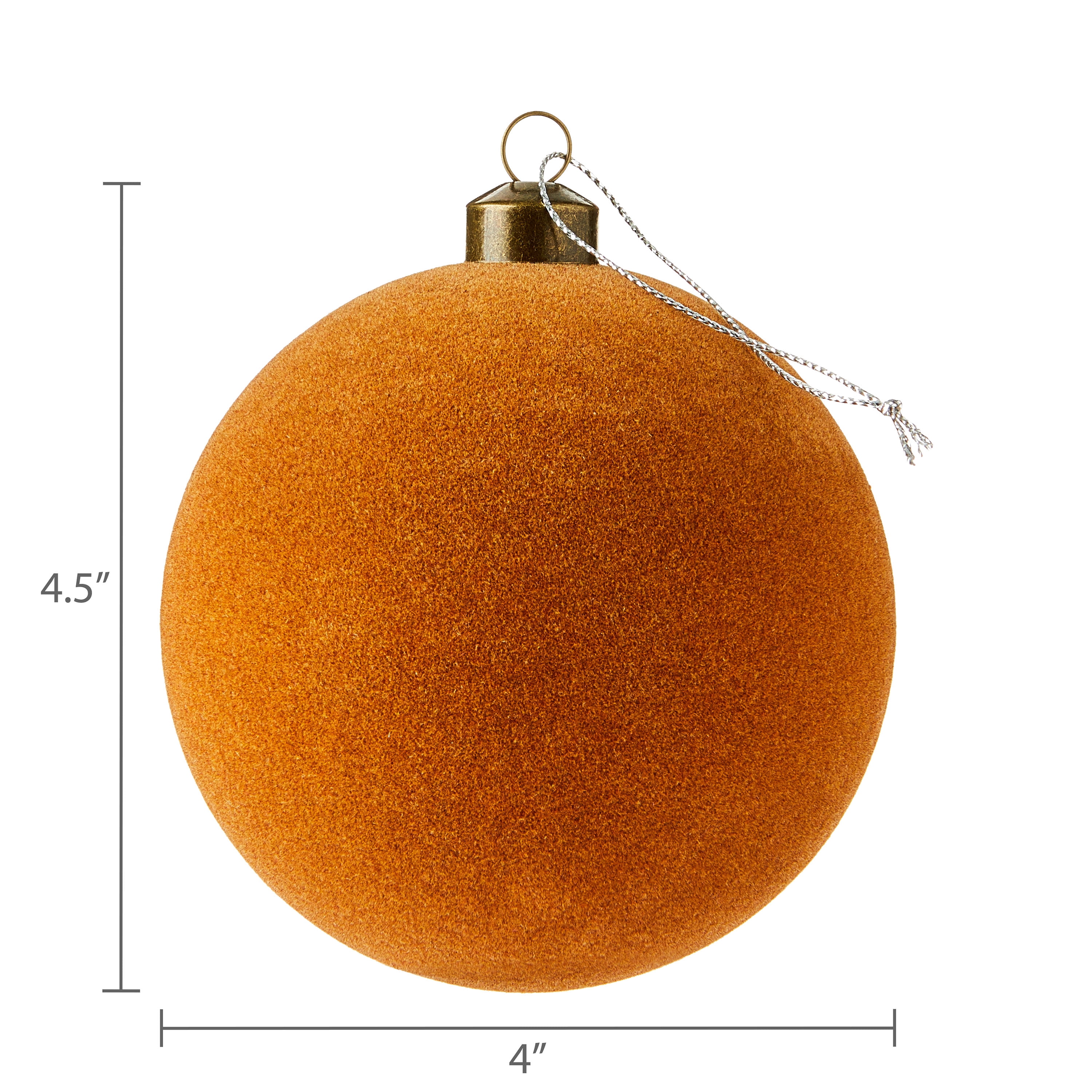4 Count Brown Velvet-Feel Ball Christmas Ornaments, 4.5", by Holiday Time