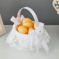 thumbnail image 4 of Western Lace Flower Girl Basket White Bow Wedding Decoration Portable Petal Basket for Bridal Ceremony Christening Photo Props, 4 of 6